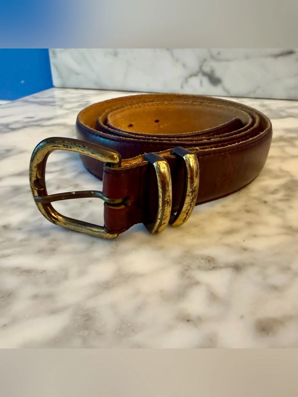 Vtg 90s Dockers Genuine Cowhide Leather Brown Belt Sz 36 Made In USA Model 2342